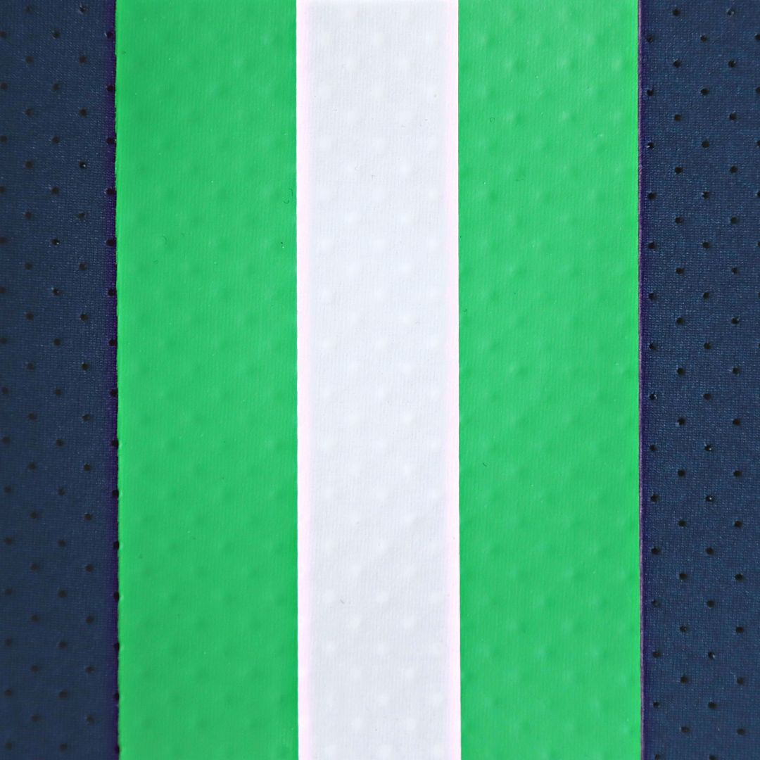 Courtside Small Tote for Tennis, Pickleball and Paddle | Navy With Green and White Stripes