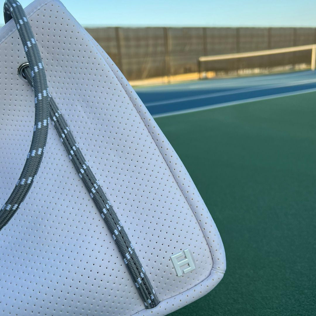 Courtside Small Tote for Tennis, Pickleball and Paddle | White